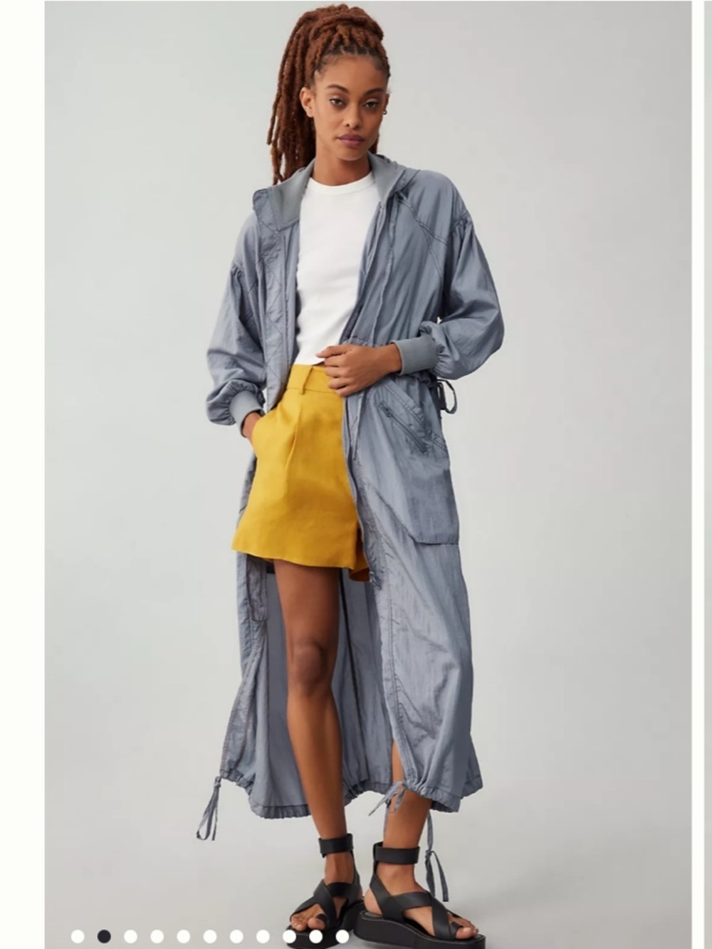 Daily Practice by Anthropologie lightweight gray floral trench duster jacket